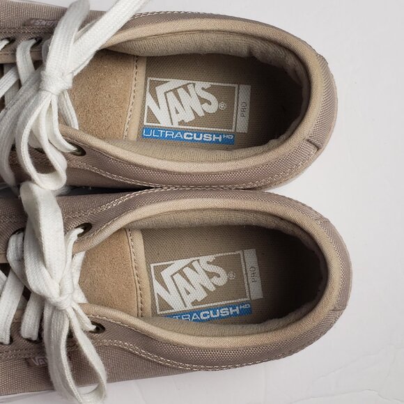 VANS Men Sz 8 Tan Skateboard Pro Padded Canvas Brushed Suede Shoe Sneaker Women - Picture 4 of 16